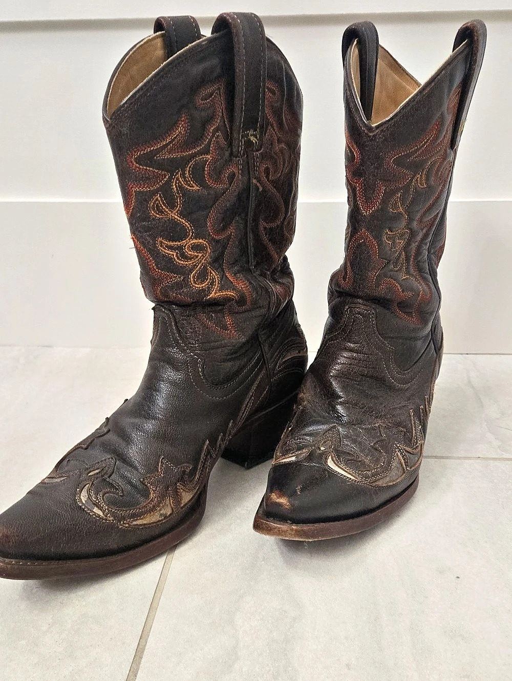 Corral Cowgirl Snake Inlay Embroidered Boots Black & Brown US 7.5